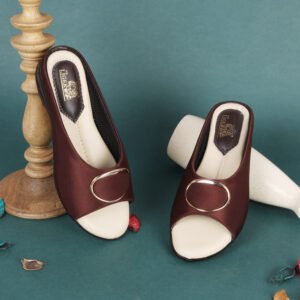 ITS LIGER Elegant Open-Toe Mules with Gold Buckle Accent