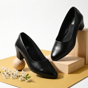 ITS LIGER Women's Classic Black Low Block Heel Formal Pumps